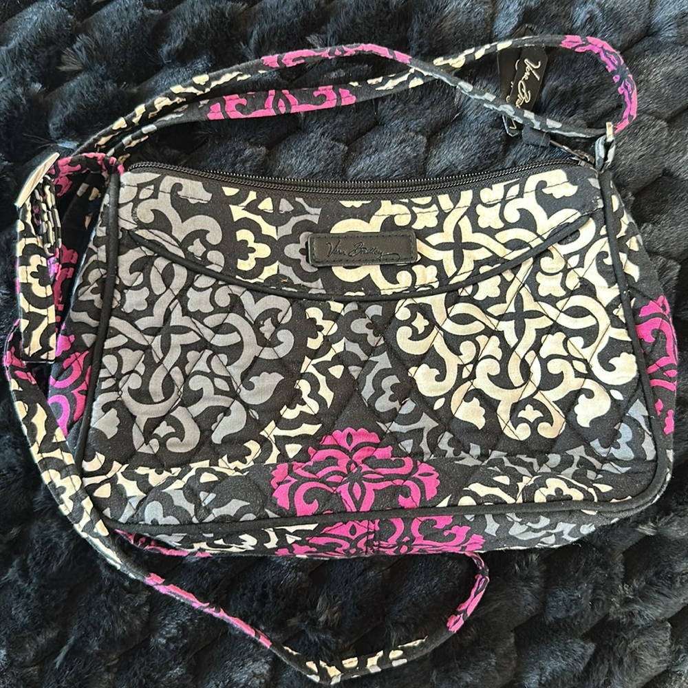 Vera Bradley Black and Pink Patterned Crossbody Women's Bag - Picture 4 of 16
